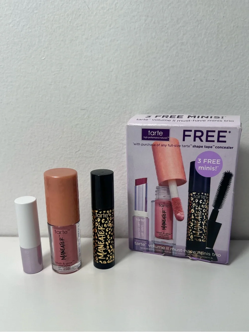 Tarte Must Have Minis Trio: Liquid Blush, Lip Plump & Mascara Makeup Bundle Set